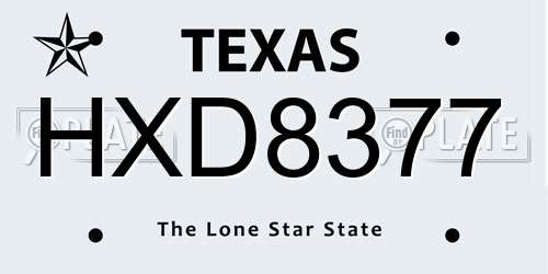 HXD8377 Texas License Plate