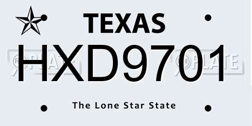 HXD9701 Texas License Plate