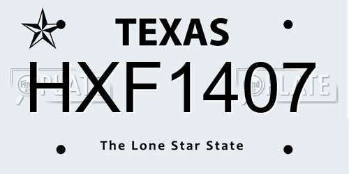 HXF1407 Texas License Plate