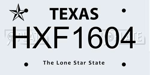 HXF1604 Texas License Plate