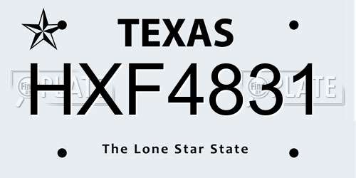 HXF4831 Texas License Plate