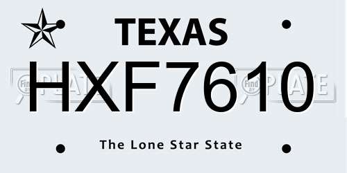 HXF7610 Texas License Plate