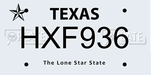 HXF936 Texas License Plate