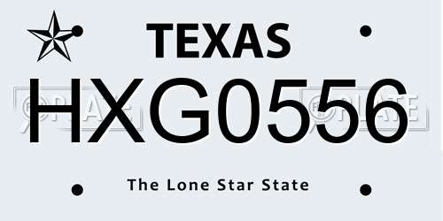 HXG0556 Texas License Plate