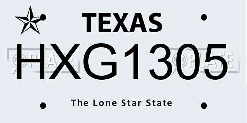HXG1305 Texas License Plate