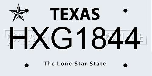 HXG1844 Texas License Plate