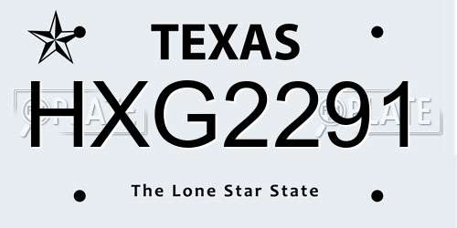HXG2291 Texas License Plate