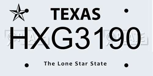 HXG3190 Texas License Plate