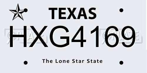 HXG4169 Texas License Plate