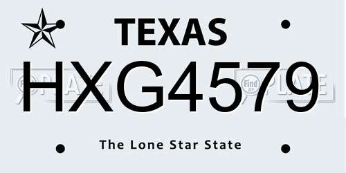 HXG4579 Texas License Plate