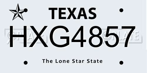 HXG4857 Texas License Plate