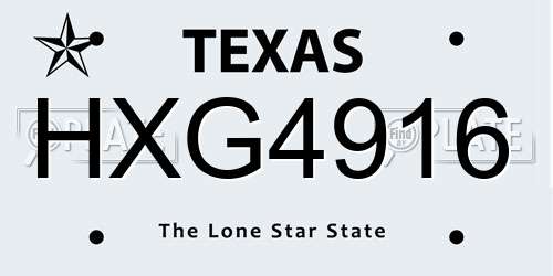 HXG4916 Texas License Plate