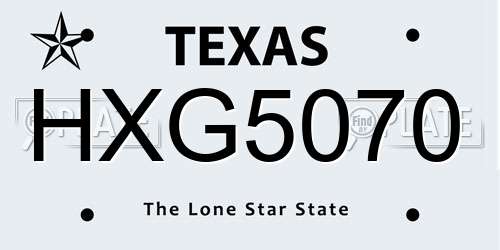 HXG5070 Texas License Plate