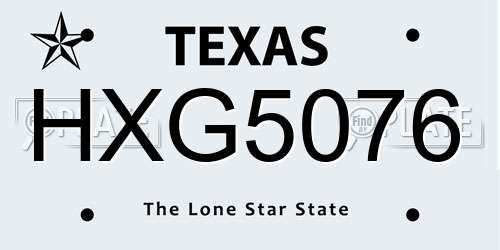 HXG5076 Texas License Plate