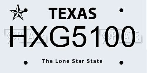 HXG5100 Texas License Plate