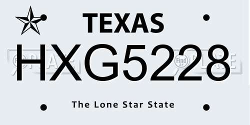 HXG5228 Texas License Plate