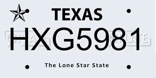 HXG5981 Texas License Plate