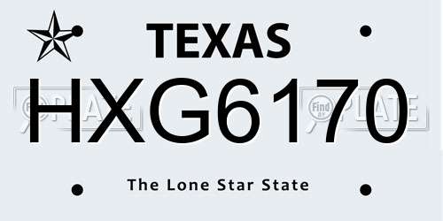HXG6170 Texas License Plate