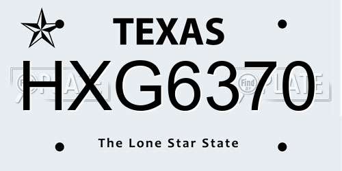 HXG6370 Texas License Plate