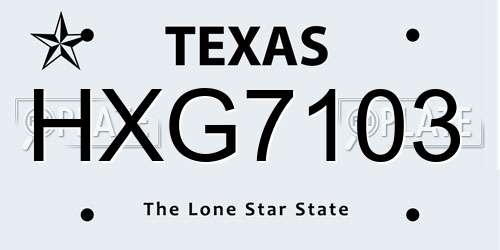 HXG7103 Texas License Plate
