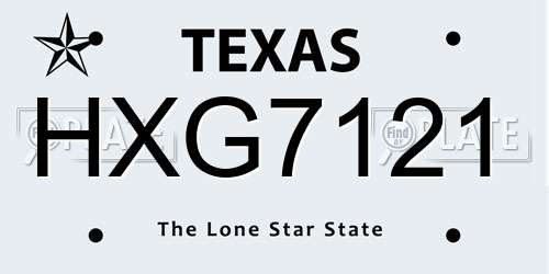 HXG7121 Texas License Plate