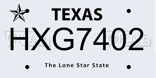 HXG7402 Texas License Plate