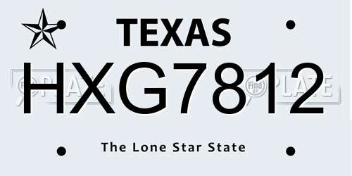 HXG7812 Texas License Plate