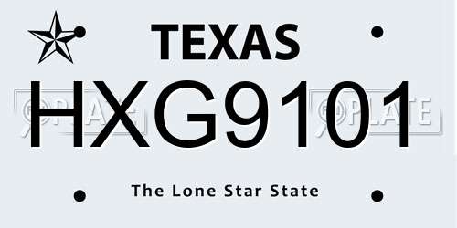 HXG9101 Texas License Plate