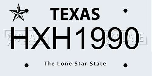HXH1990 Texas License Plate
