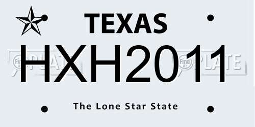HXH2011 Texas License Plate