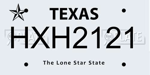 HXH2121 Texas License Plate