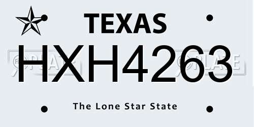 HXH4263 Texas License Plate