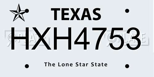 HXH4753 Texas License Plate