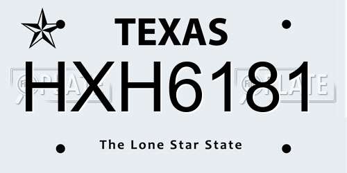 HXH6181 Texas License Plate