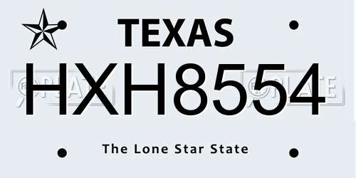 HXH8554 Texas License Plate