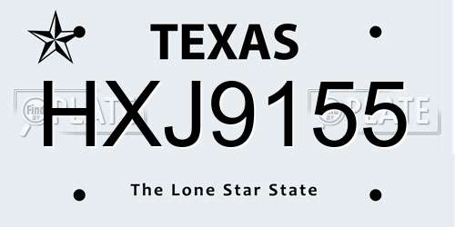 HXJ9155 Texas License Plate