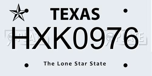 HXK0976 Texas License Plate