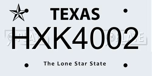 HXK4002 Texas License Plate