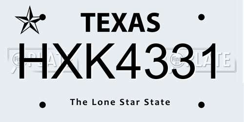 HXK4331 Texas License Plate