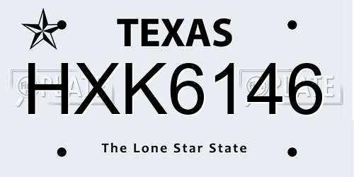 HXK6146 Texas License Plate