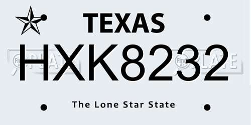 HXK8232 Texas License Plate