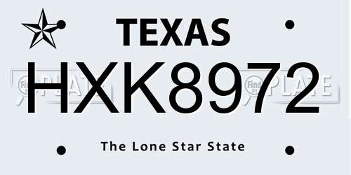 HXK8972 Texas License Plate