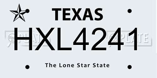 HXL4241 Texas License Plate