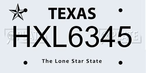 HXL6345 Texas License Plate