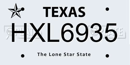 HXL6935 Texas License Plate