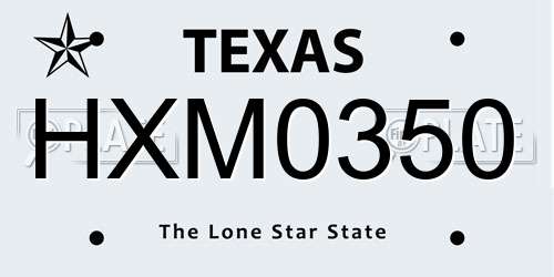HXM0350 Texas License Plate