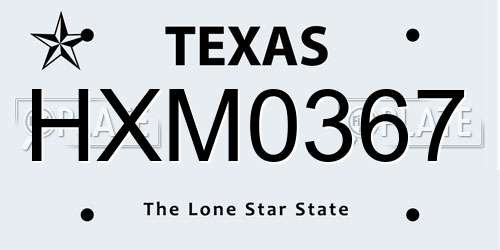 HXM0367 Texas License Plate