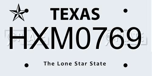 HXM0769 Texas License Plate