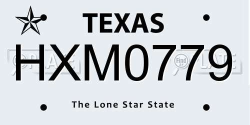 HXM0779 Texas License Plate