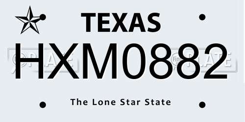 HXM0882 Texas License Plate